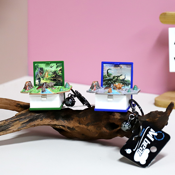 3D Dinosaur Pop-Up Book Keychain