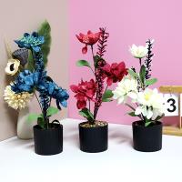 J3867 Artificial Flower Bonsai Mixed Colors Fabric Plastic Ceramic