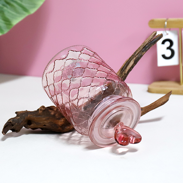 Pink Mesh Glass Storage Jar 950ML 602080028