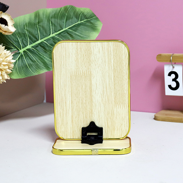 Gold Trimmed Square Wood Mirror