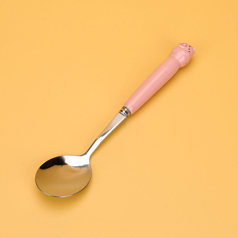 HSA-14 Ceramic Handle Round Spoon No.2 Stainless Steel 3141200180