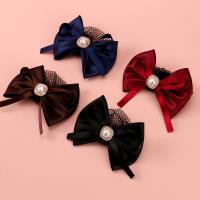 B87 Pearl Bow Hair Net Alloy Satin