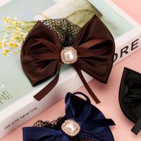 B87 Pearl Bow Hair Net Alloy Satin