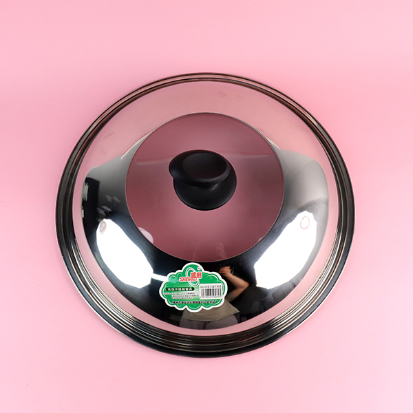 38 cm 201 Stainless Steel Visual Lid with Knob 08100017