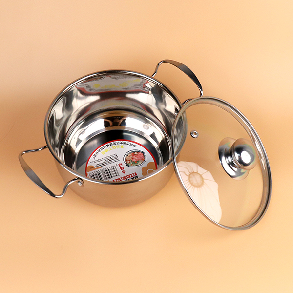 18 cm 201 Stainless Steel Double Ear Soup Pot