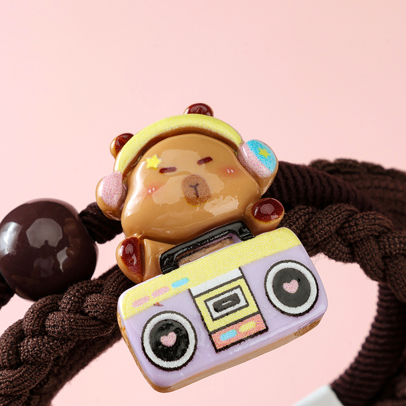 Brown Card Accessories Braid Nylon Resin Hair Tie 4012201621