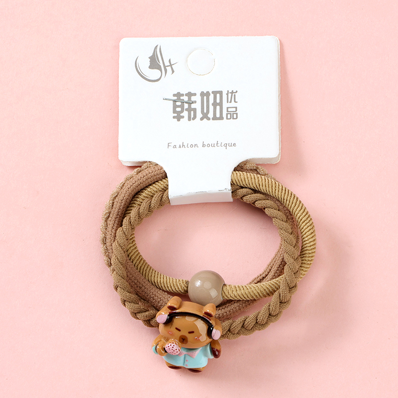 Brown Card Accessories Braid Nylon Resin Hair Tie 4012201621