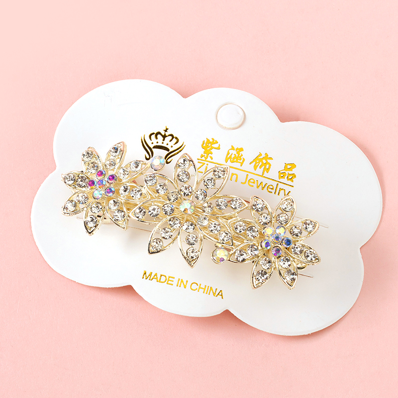Simple Three Flower Hair Barrette Alloy Code 4010600045