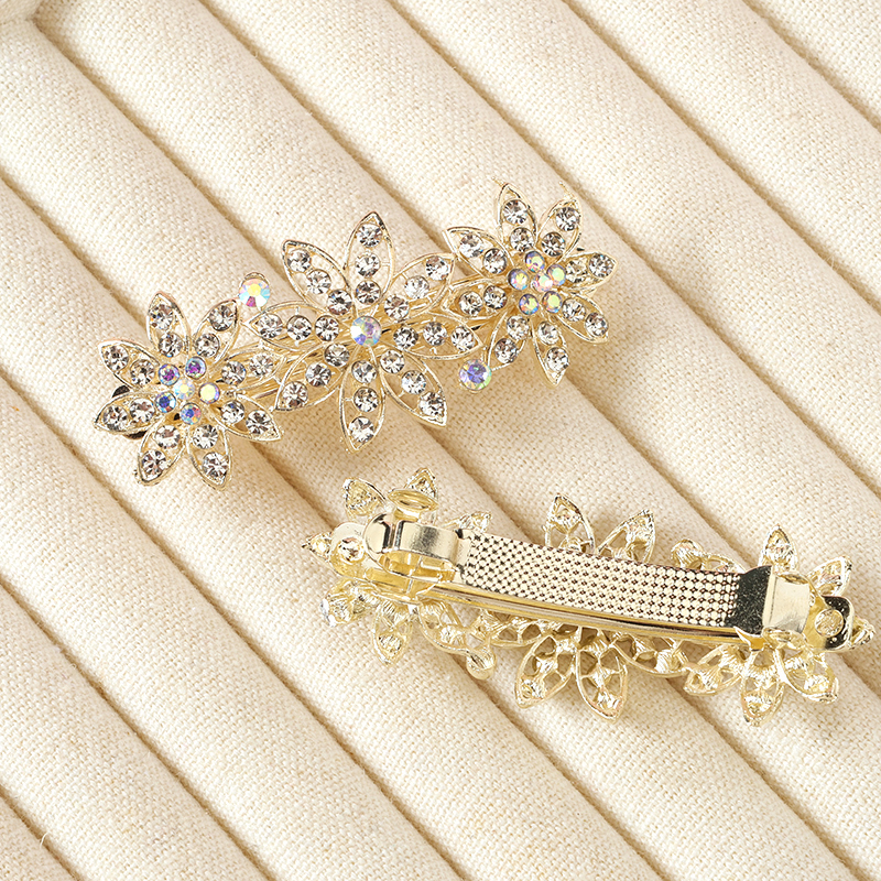Simple Three Flower Hair Barrette Alloy Code 4010600045
