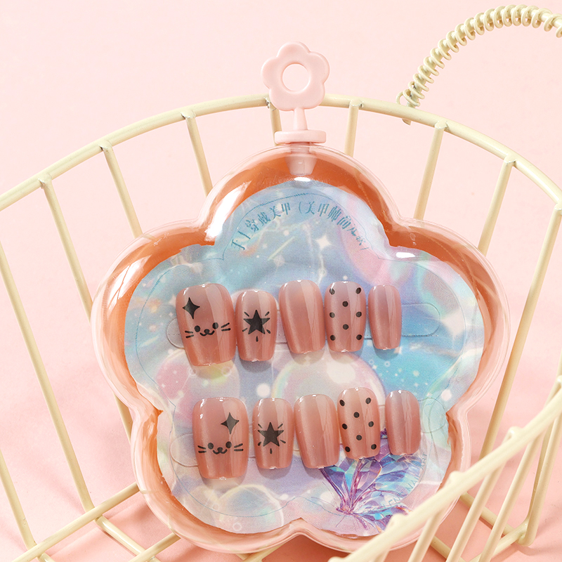 ZJ1017 Cat Eye Print Short False Nails Plastic 4031400118