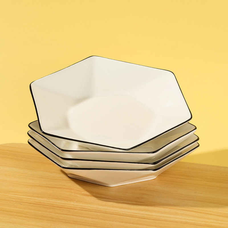 8 inch Black Rim Hexagon Plate