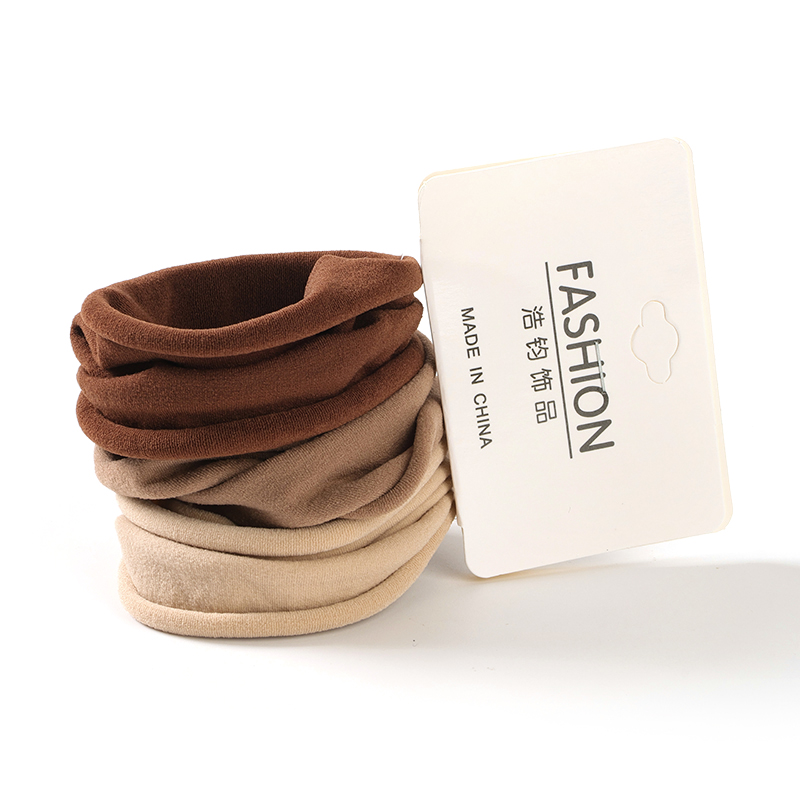 Hangka 3 Curry Wrist Cotton Rubber Nylon Hair Tie 4012201819