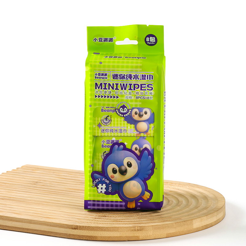 Mini 8-Pack Purple Penguin Wet Wipes