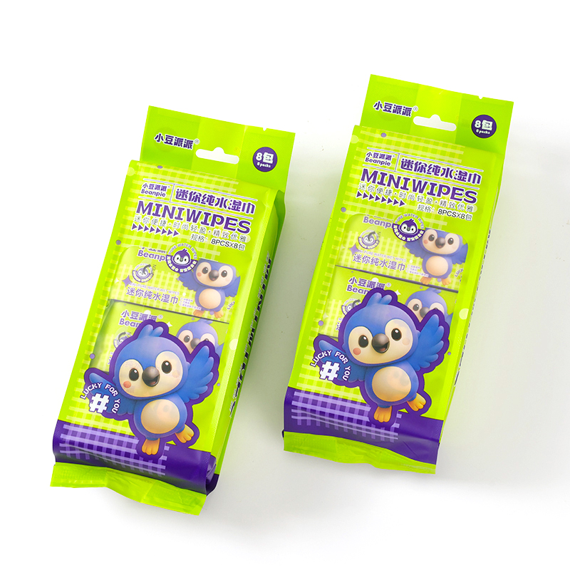 Mini 8-Pack Purple Penguin Wet Wipes