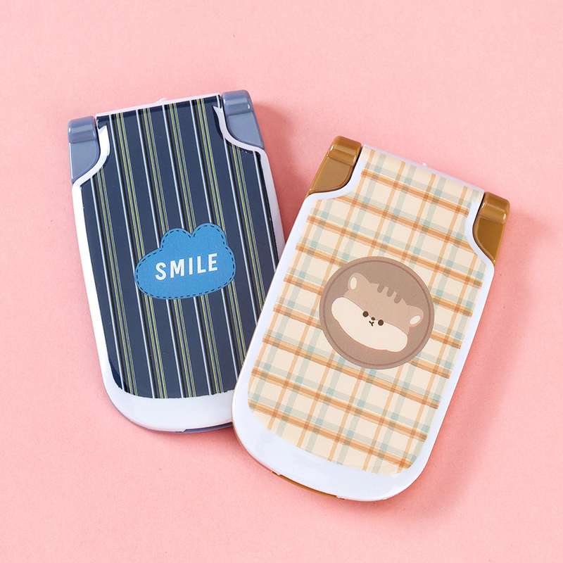 Phone Shape Flip Mirror Comb