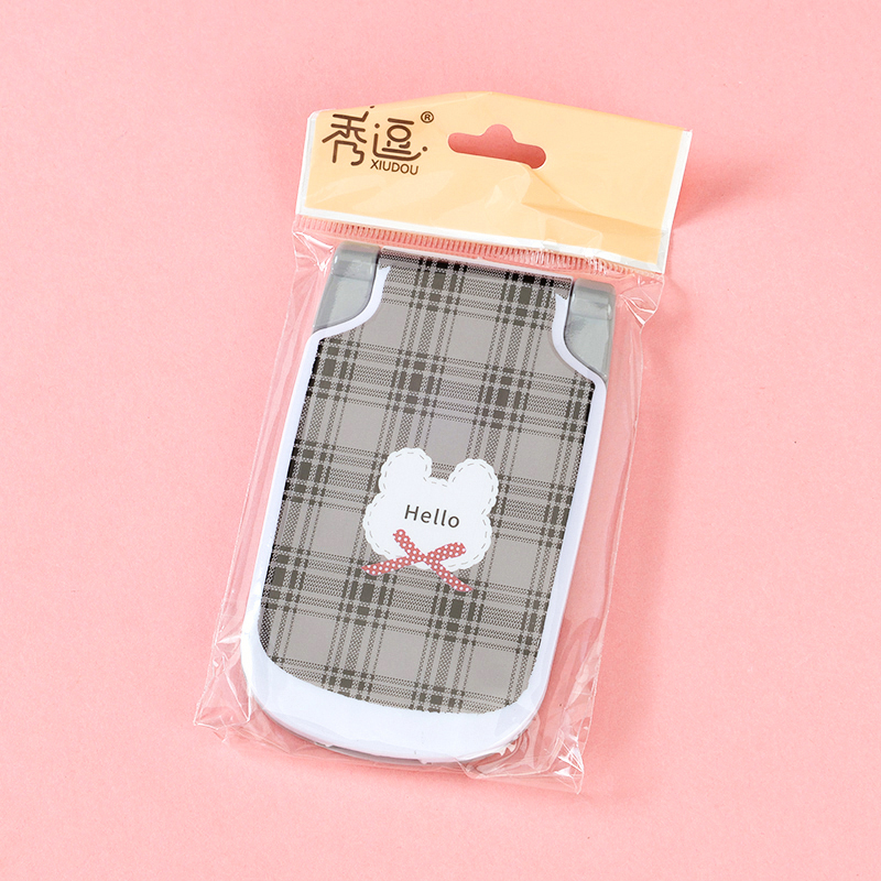 Phone Shape Flip Mirror Comb