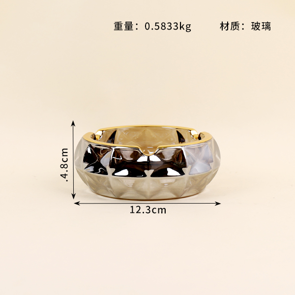 YG133 Silver Gray Gold Painted Glass Ashtray