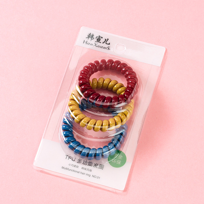Three Deep Color Suction Card Telephone Lines TPU Hair Tie 4012300164