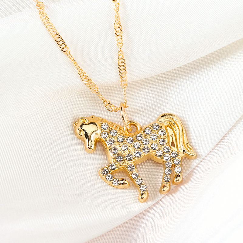 Horse Water Wave Rhinestone Necklace