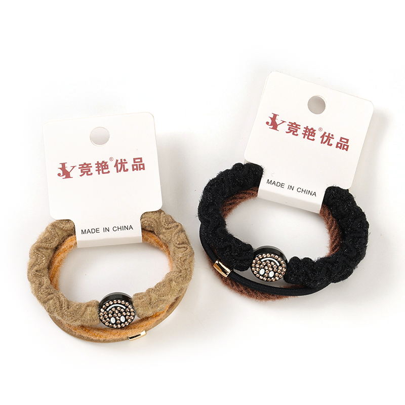 Lace Full Drill Three Curry Color Nylon Hair Ties 4012202021