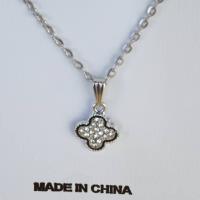 YY满钻四叶草银色项链 2