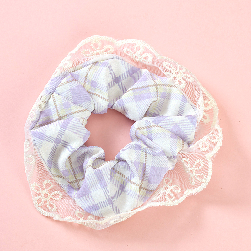 Boxed Colorful Lace Plaid Large Bowel Ring Nylon/Polyester Hair Scrunchie 4012101531