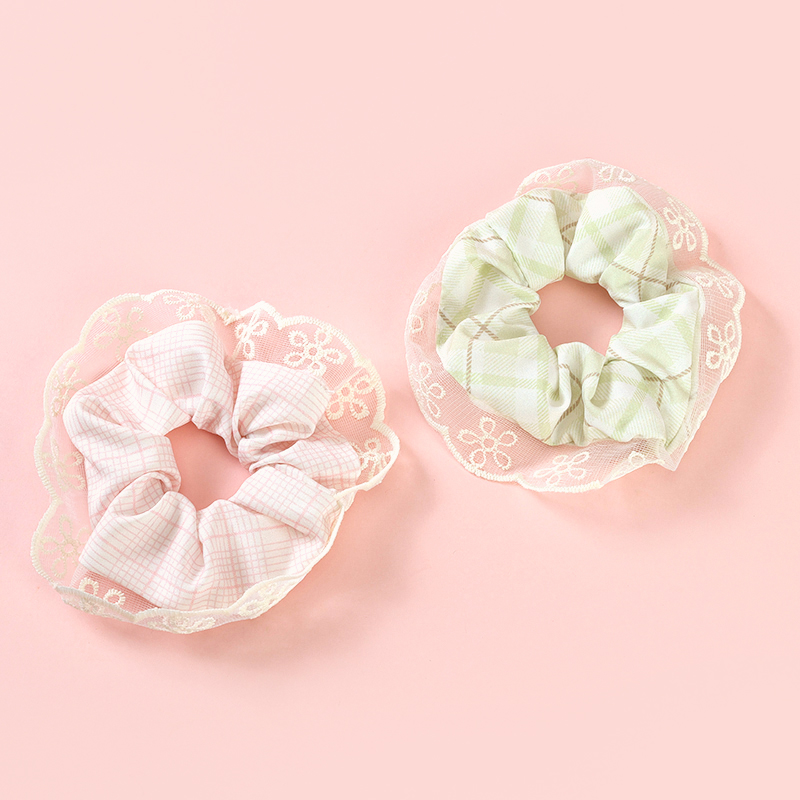 Boxed Colorful Lace Plaid Large Bowel Ring Nylon/Polyester Hair Scrunchie 4012101531