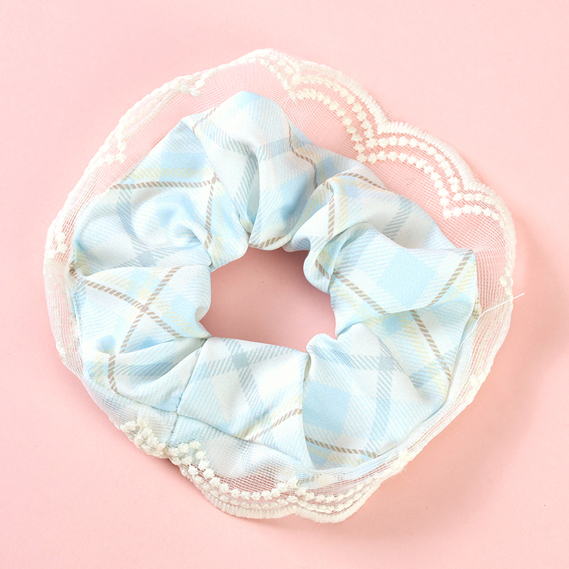 Boxed Color Plaid Lace Lace Large Bowel Ring Nylon Polyester Hair Scrunchie 4012101551