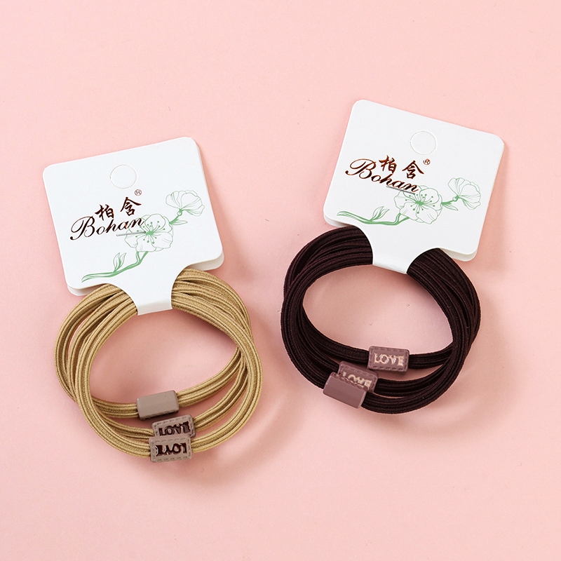 Boxed Three Curry Color Box Accessories Rubber Band Hair Tie 4012202118
