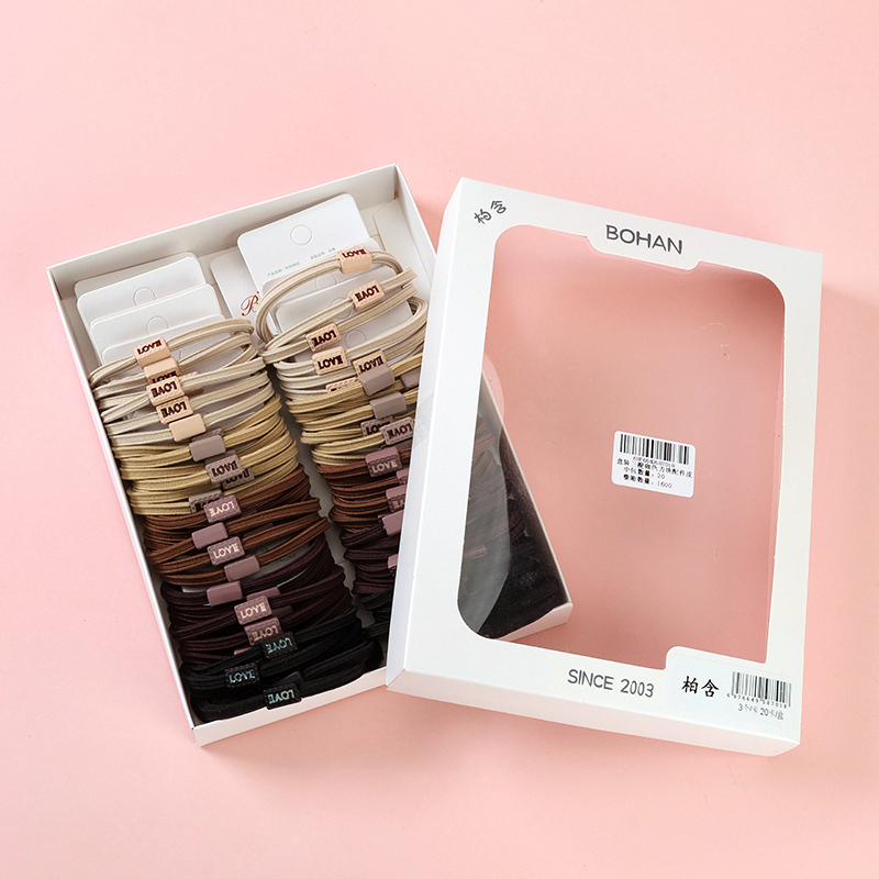 Boxed Three Curry Color Box Accessories Rubber Band Hair Tie 4012202118