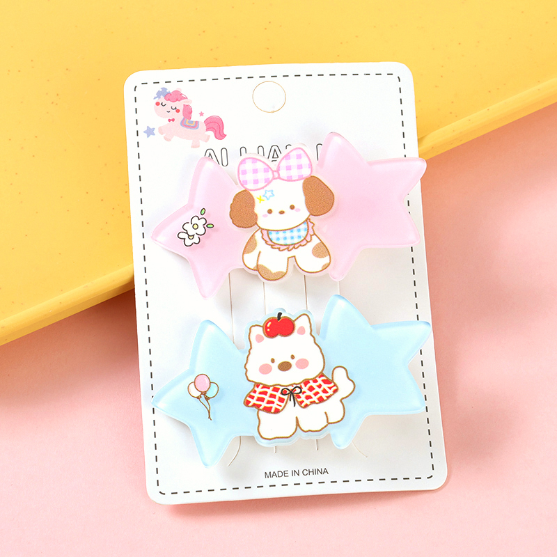 Cartoon Star Print Duckbill Hair Clip Pair Alloy 4010402461