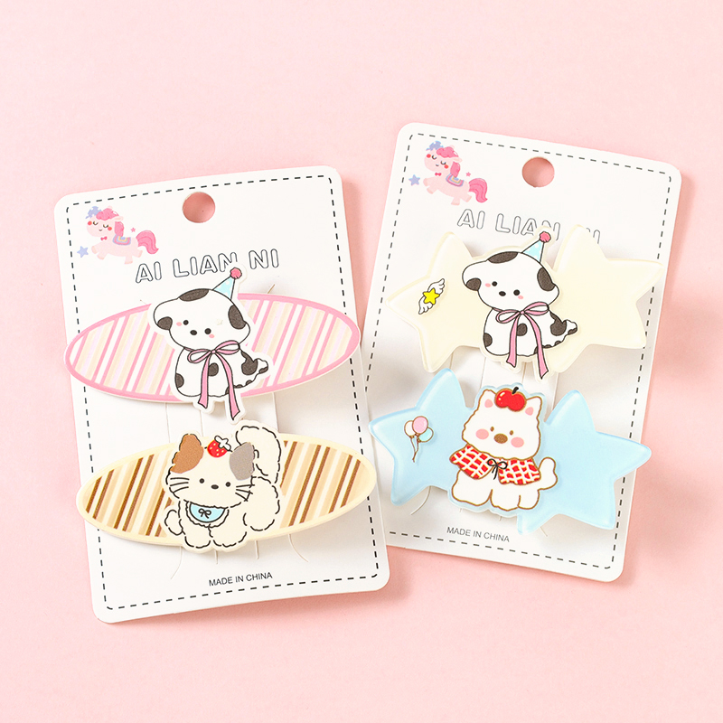 Cartoon Star Print Duckbill Hair Clip Pair Alloy 4010402461