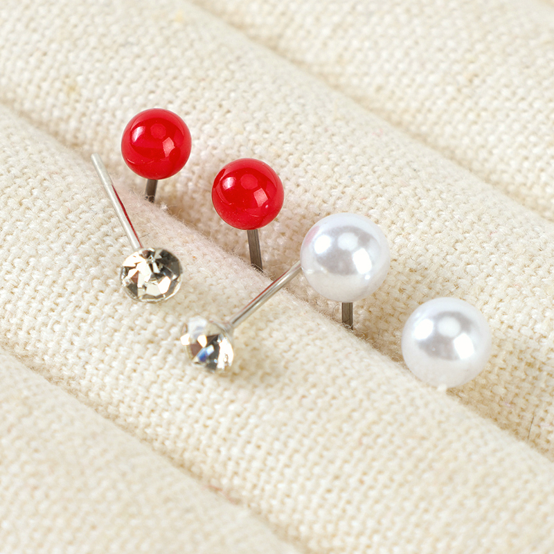 12 Pairs Rhinestone Pearl Ear Studs