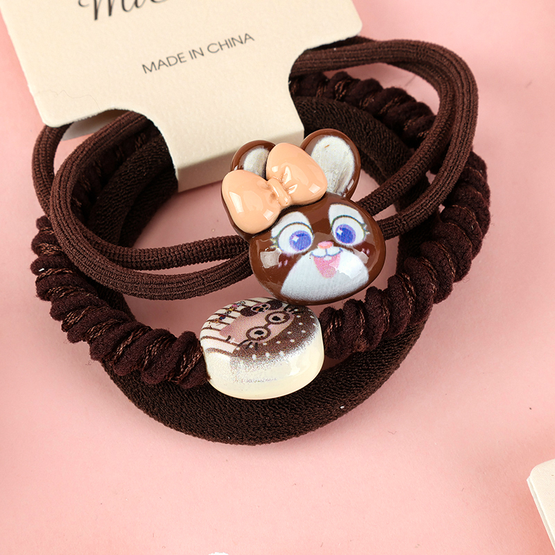 Curry Color Big Bow Tie Rabbit Nylon Hair Tie 4012202158