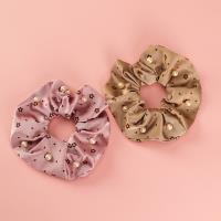 Satin Beaded Floret Large Intestinal Ring Fabric Hair Scrunchie 4012101627