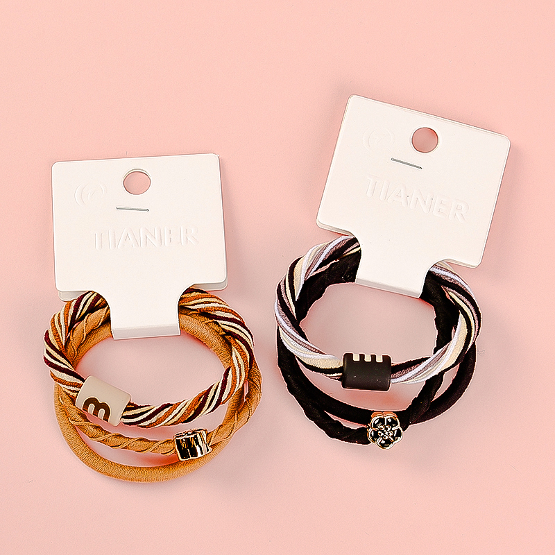 Three Curry Color Letter Flower Nylon Spandex Hair Tie 4012202192