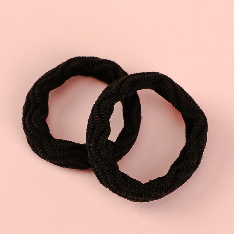 Twenty Black Jacquard Nylon Rubber Hair Ties in Tube 4012700476
