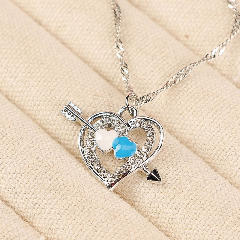 Enamel Heart Wave Necklace