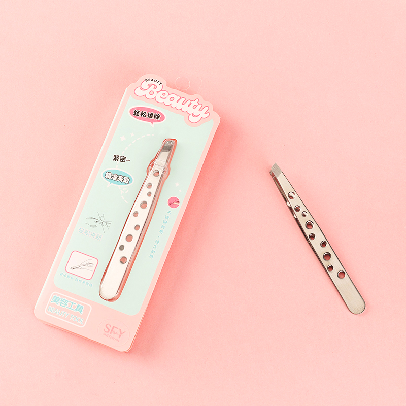 S-513B Nine Hole Slant Tip Eyebrow Tweezer Stainless Steel