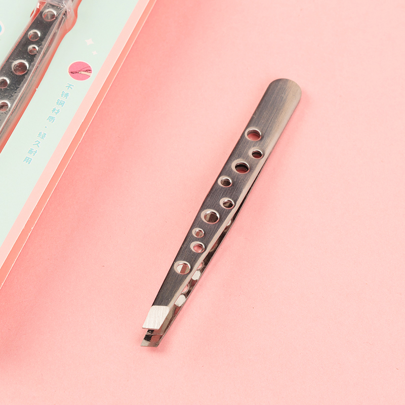 S-513B Nine Hole Slant Tip Eyebrow Tweezer Stainless Steel