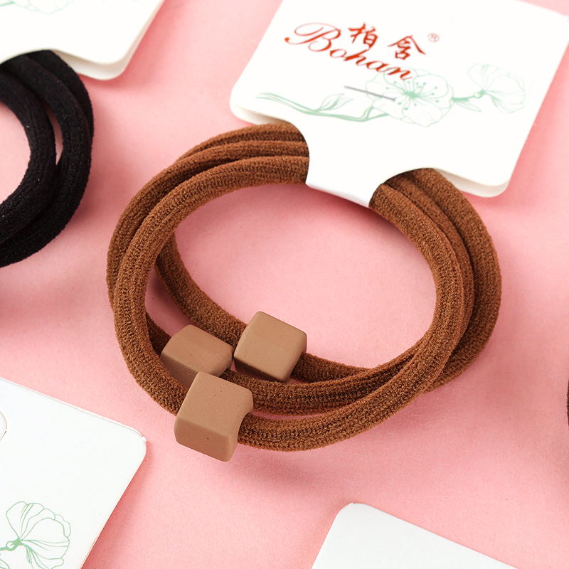 Boxed Three Curry Color Small Square Hair Tie Nylon 4012202236
