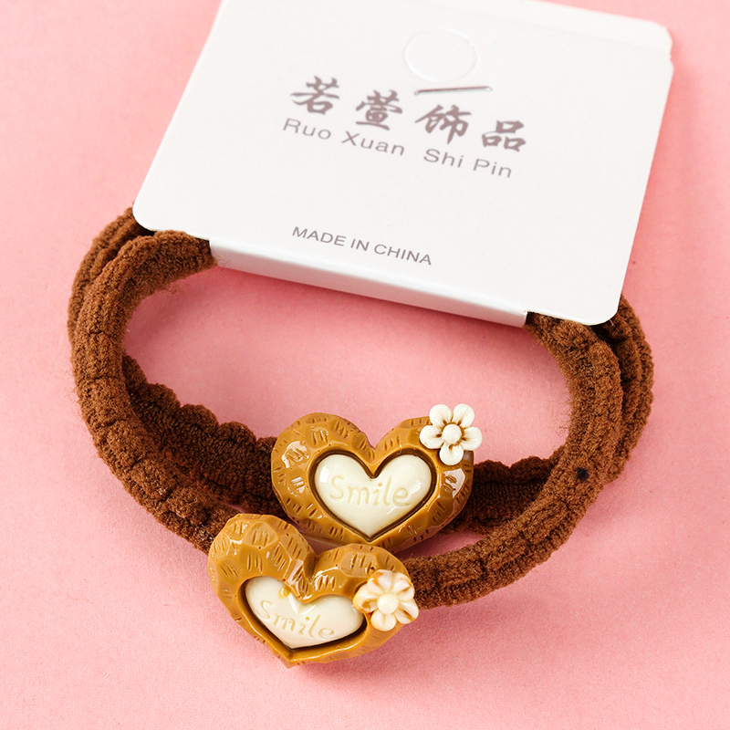 Two Milk Tea Color Letter Accessories Nylon Spandex Resin Rubber Band 4012202241