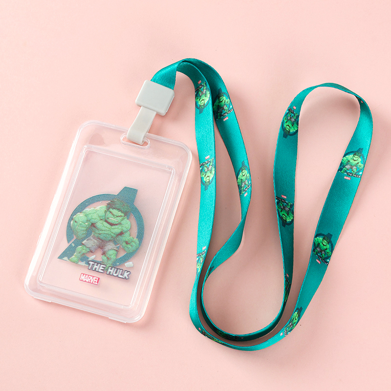 Grey Buckle Cartoon Transparent Card Holder with Long Rope