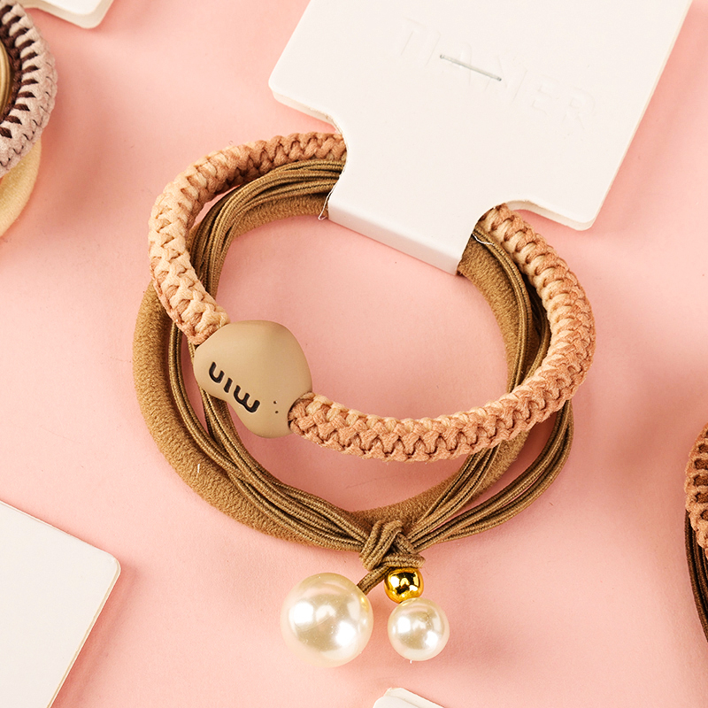Milk Tea Color Love Pearl Accessories Rubber Band 4012202248