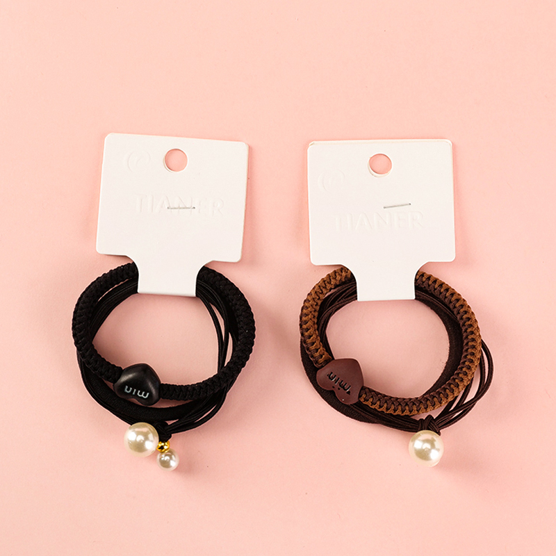 Milk Tea Color Love Pearl Accessories Rubber Band 4012202248