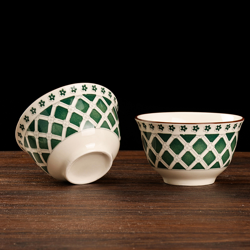 4 Inch Green Check Bowl