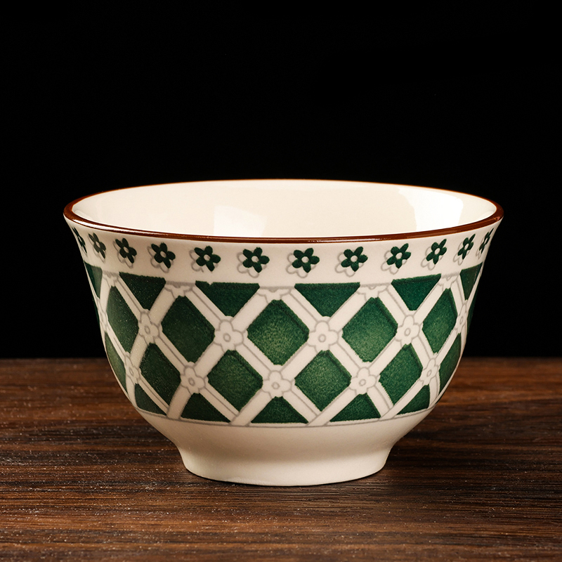 4 Inch Green Check Bowl