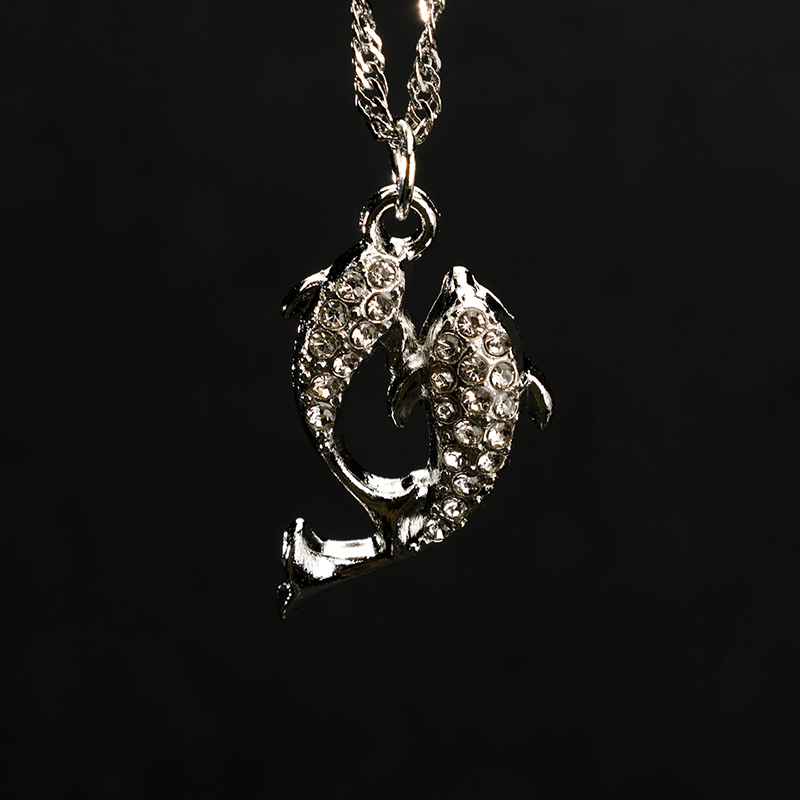 Full Diamond Double Fish Necklace