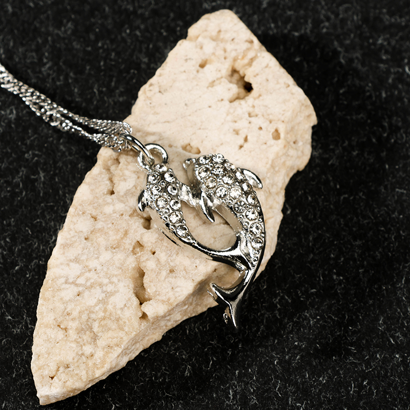 Full Diamond Double Fish Necklace