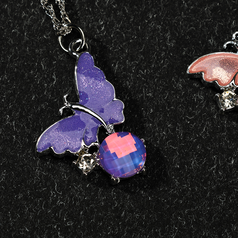 Colorful Zircon Butterfly Necklace